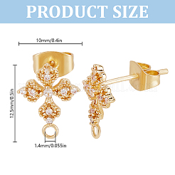 10Pcs Flower Brass Micro Pave Cubic Zirconia Stud Earring Findings&nbsp;KK-DR0001-20