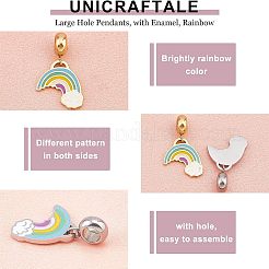 4Pcs 2 Colors 304 Stainless Steel European Dangle Charms&nbsp;STAS-UN0034-28