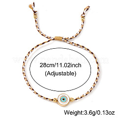 Adjustable 304 Stainless Steel Enamel Evil Eye Cotton Cord Braided Bead Bracelets&nbsp;WG2F678-01