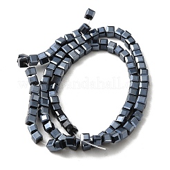 Cube Shaped Black Plated Crystal Glass Beads Strands&nbsp;EGLA-F013-J01