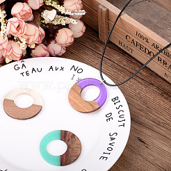 18Pcs 9 Colors Resin & Walnut Wood Pendants&nbsp;RESI-BT0001-07