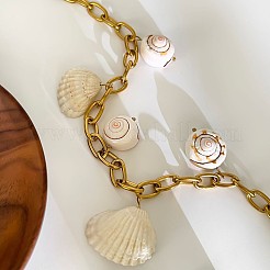 Summer 316L Surgical Stainless Steel & Natual Shell Pendant Necklaces for Women&nbsp;FS-WG2E862-01