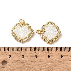 Brass Micro Pave Cubic Zirconia with Synthetic Opal Pendants&nbsp;KK-D096-19G