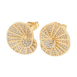 Brass Micro Pave Clear Cubic Zirconia Stud Earrings&nbsp;EJEW-A151-02A-G