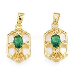 Brass Micro Pave Clear Cubic Zirconia Pendants&nbsp;KK-N233-422