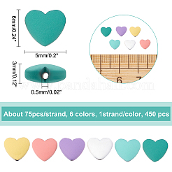 6Strands 6 Colors Rubberized Style Spray Painted Non-magnetic Synthetic Hematite Beads Strands&nbsp;G-CA0001-42