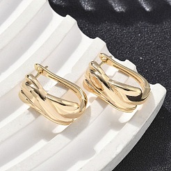 Rectangle Brass Hoop Earrings&nbsp;EJEW-D320-21G