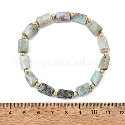 Natural Larimar Faceted Column Beaded Stretch Bracelets&nbsp;BJEW-JB14495