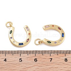 Horseshoe Rack Plating Brass Micro Pave Cubic Zirconia Pendants&nbsp;KK-G512-26G