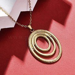 Triple Oval 304 Stainless Steel Pendant Necklaces&nbsp;NJEW-M096-31G