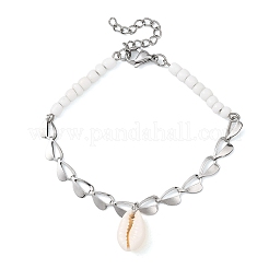 Shell & Seed Beads Bead Bracelets&nbsp;BJEW-JB14136-02