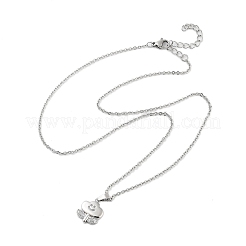Brass Clear Cubic Zirconia Cable Chain Smiling Face Cloud Flower Pendant Necklaces&nbsp;NJEW-B100-06P