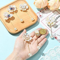 6Pcs 6 Styles Flower Plastic & Resin Rhinestone Brooches&nbsp;JEWB-CJ0003-39