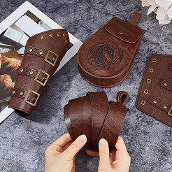 Medieval Vintage Imitation Leather Belt Pouch & Bracers & Belt Sets for Renaissance Cosplay Accessories&nbsp;AJEW-WH0077-081B