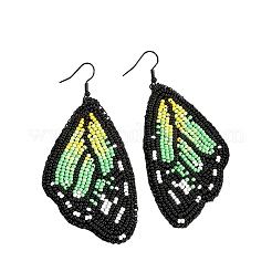 Bohemian Style Green Butterfly Wing Glass Bead Handmade Dangle Earrings&nbsp;LW2379