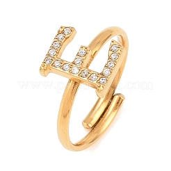 304 Stainless Steel Micro Pave Cubic Zirconia Cuff Open Rings&nbsp;LS-RJEW-D336-01G-07