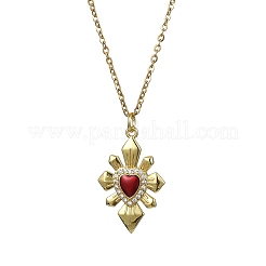 Golden Brass with Cubic Zirconia Heart Pendant Necklace&nbsp;NJEW-JN04592