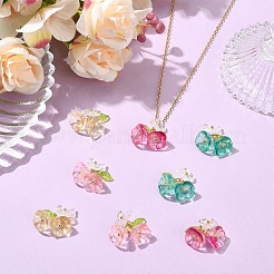 8Pcs 4 Colors Glass & Acrylic Pendants&nbsp;PALLOY-YW00215