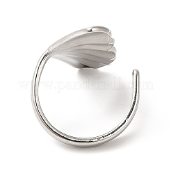 304 Stainless Steel Shell Shape Open Cuff Ring for Women&nbsp;RJEW-E063-12P