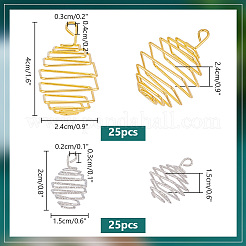 50Pcs 2 Colors Iron Wire Spiral Bead Cage Pendants&nbsp;IFIN-PH0002-11