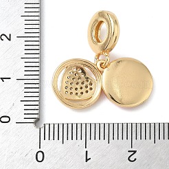 Brass Micro Pave Clear Cubic Zirconia European Dangle Charms&nbsp;KK-D502-10G