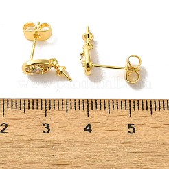 Brass Micro Pave Cubic Zirconia Studs Earrings Findings&nbsp;EJEW-H128-05G
