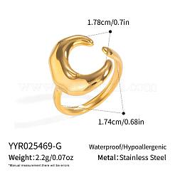 Women's 304 Stainless Steel Moon Cuff Rings&nbsp;YN7472-1