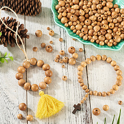 300Pcs 5 Styles Natural Wood Beads&nbsp;WOOD-TA0002-86