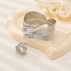 Leaf Alloy Cuff Bangle & Cuff Ring Sets&nbsp;FS-WGCE308-01