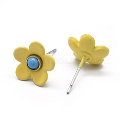 Spray Painted Brass Stud Earrings&nbsp;EJEW-F236-01B