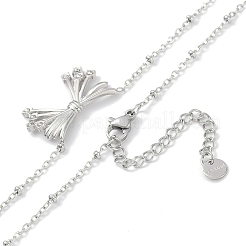 304 Stainless Steel Crystal Rhinestone Satellite Chain Bowknot Pendant Necklaces for Women&nbsp;NJEW-C055-10P