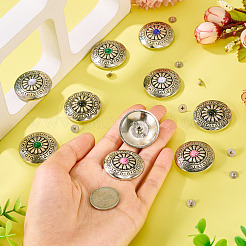 10Pcs 5 Colors Tibetan Style Flat Round Alloy with Resin Decorative Rivets&nbsp;BUTT-TA0001-31B