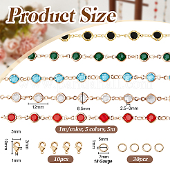 5M 5 Colors Brass Glass Rhinestone Link Chains&nbsp;CHC-OC0001-02