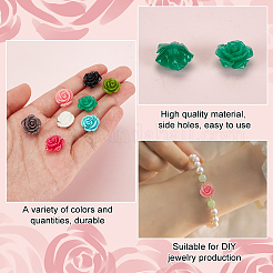 64Pcs 8 Colors Synthetic Coral 3D Flower Rose Beads&nbsp;CORA-GA0001-02