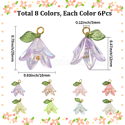 48Pcs 8 Colors Transparent Acrylic Pendants&nbsp;FIND-SC0016-70