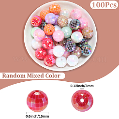 100Pcs UV Plating Opaque Acrylic Beads&nbsp;MACR-PA0001-64