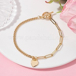 Brass Heart Charm Bracelets&nbsp;BJEW-JB09843