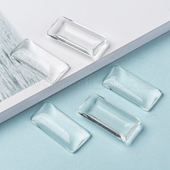 Transparent Rectangle Glass Cabochons&nbsp;X-GGLA-R025-38x19