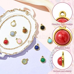 10Pcs 10 Styles Mixed Gemstone Half Round Charms&nbsp;G-CJ0001-81