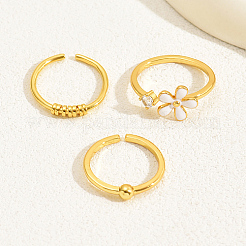 3Pcs 3 Style Brass Open Cuff Rings Set&nbsp;GG5101-1