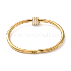 304 Stainless Steel Pave Crystal Rhinestone Screw Bangles for Women&nbsp;BJEW-E099-01G