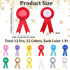 12Pcs 12 Colors Award Ribbon Shape Iron Badge Pins&nbsp;JEWB-CP0001-54