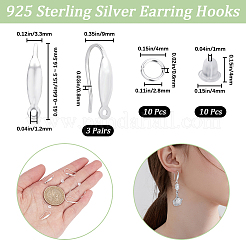 3 Pairs 925 Sterling Silver Earring Hooks&nbsp;DIY-CN0002-86