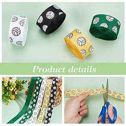 4 Rolls 4 Colors Sport Ball Print Grosgrain Ribbon&nbsp;OCOR-PH0004-07A