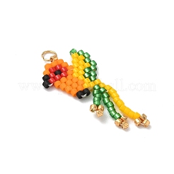 5Pcs 5 Colors Glass Seed Beaded Bird Pendants&nbsp;PALLOY-MZ00951