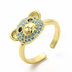 Cubic Zirconia Bear Open Cuff Ring&nbsp;KK-A180-37G