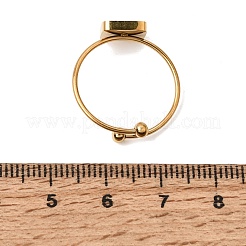Square 304 Stainless Steel Open Cuff Bangle Makings with Bezel Tray&nbsp;SA-CBABF3F-04G-02