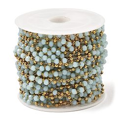 Rondelle Glass Beaded Link Chains&nbsp;CHS-G028-07G-04