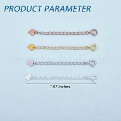 4 Pieces Extension Chain with Spring Clasp Sterling Silver Extender Chains with Love Heart Necklace Bracelet Anklet Removable Chain Extenders Charms for DIY Jewelry Making Accessories&nbsp;JX626A