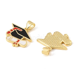 Graduation Season Brass Enamel Pendants&nbsp;KK-CBAF2EC-03G-A